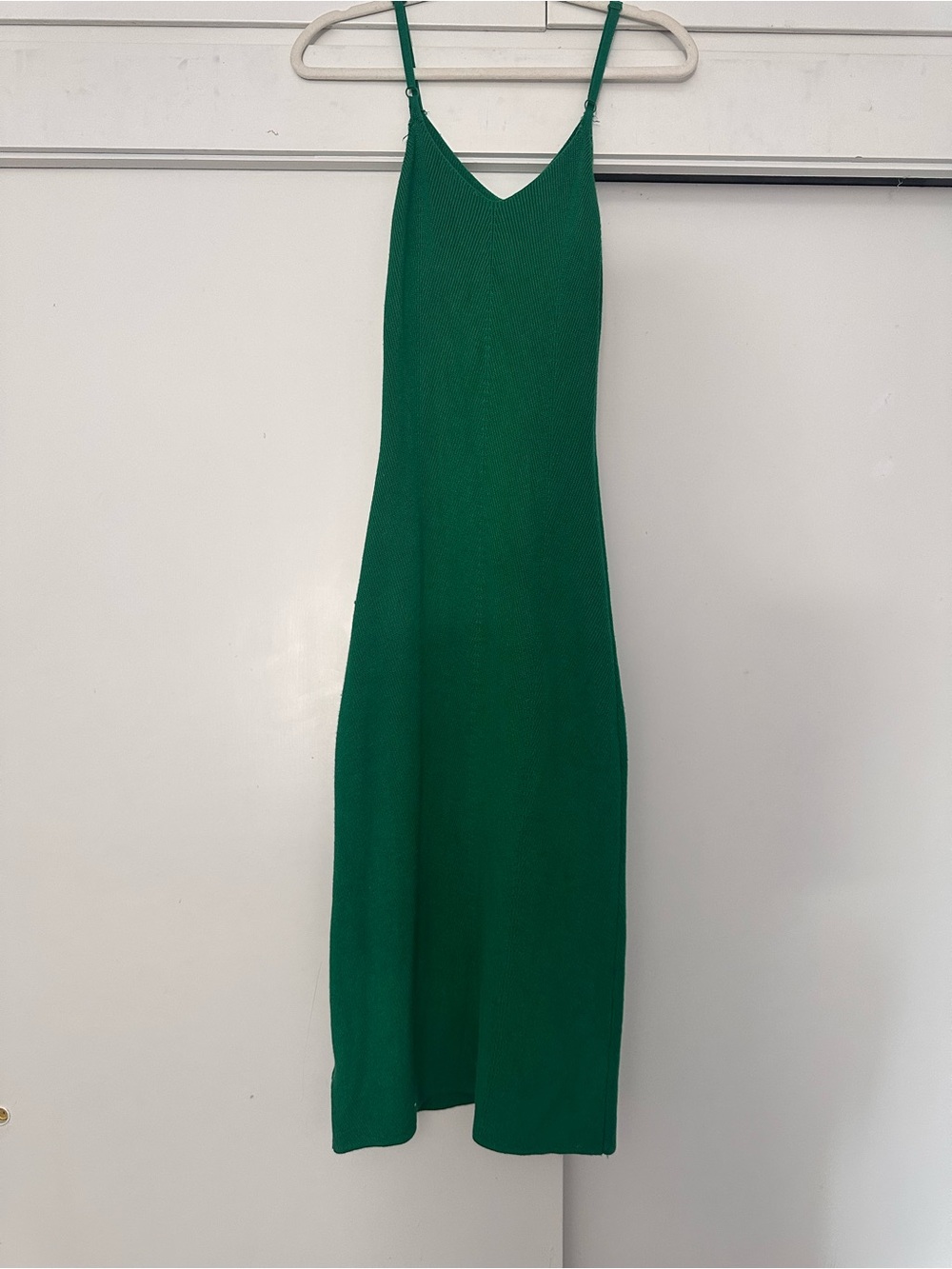 Emerald Green Midi Slip Dress with Adjustable Straps